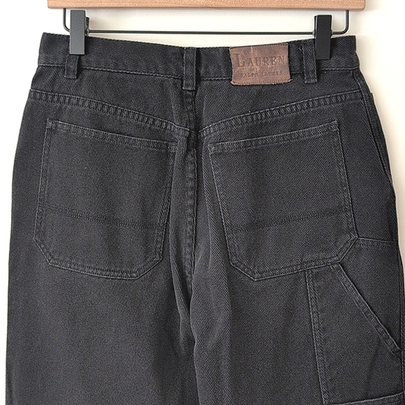 Lauren Ralph Lauren Womens 8P Wide Leg Jeans Black Cotton Baggy Slouchy Preppy - Picture 6 of 7